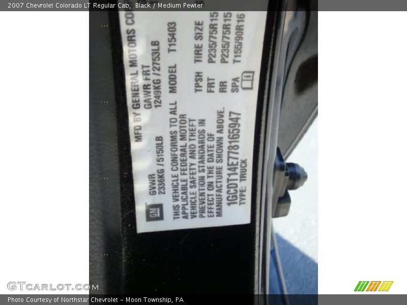 Black / Medium Pewter 2007 Chevrolet Colorado LT Regular Cab