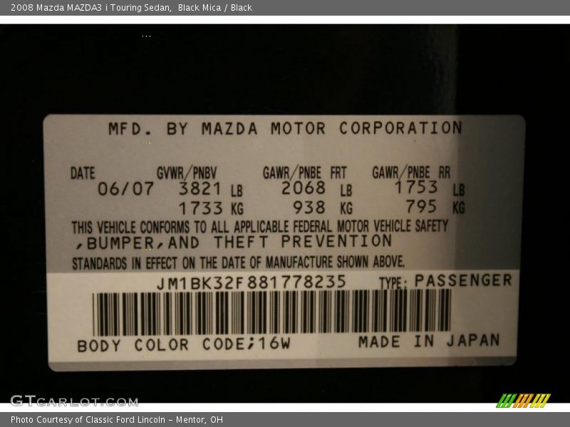 Black Mica / Black 2008 Mazda MAZDA3 i Touring Sedan