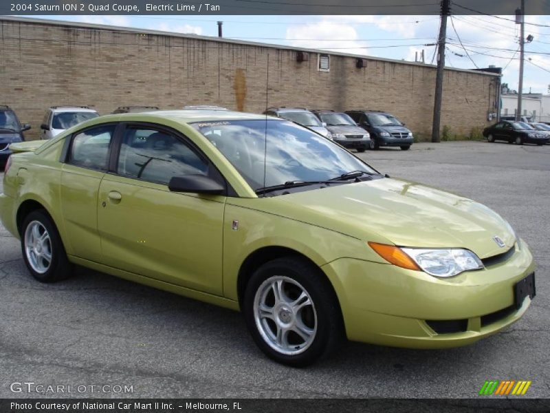 Electric Lime / Tan 2004 Saturn ION 2 Quad Coupe