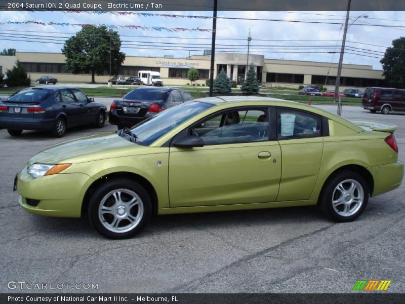 Electric Lime / Tan 2004 Saturn ION 2 Quad Coupe