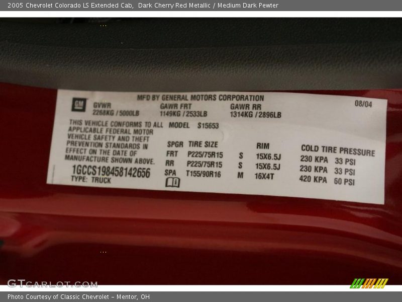 Dark Cherry Red Metallic / Medium Dark Pewter 2005 Chevrolet Colorado LS Extended Cab