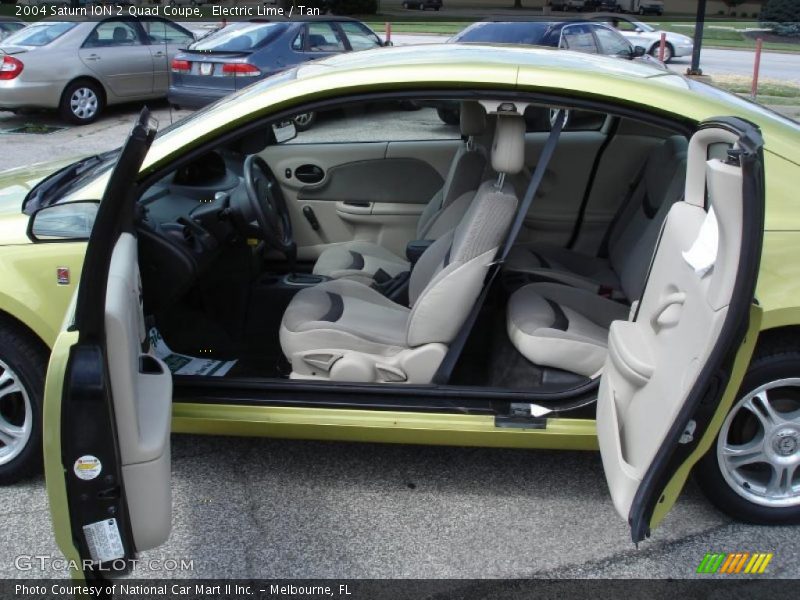 Electric Lime / Tan 2004 Saturn ION 2 Quad Coupe