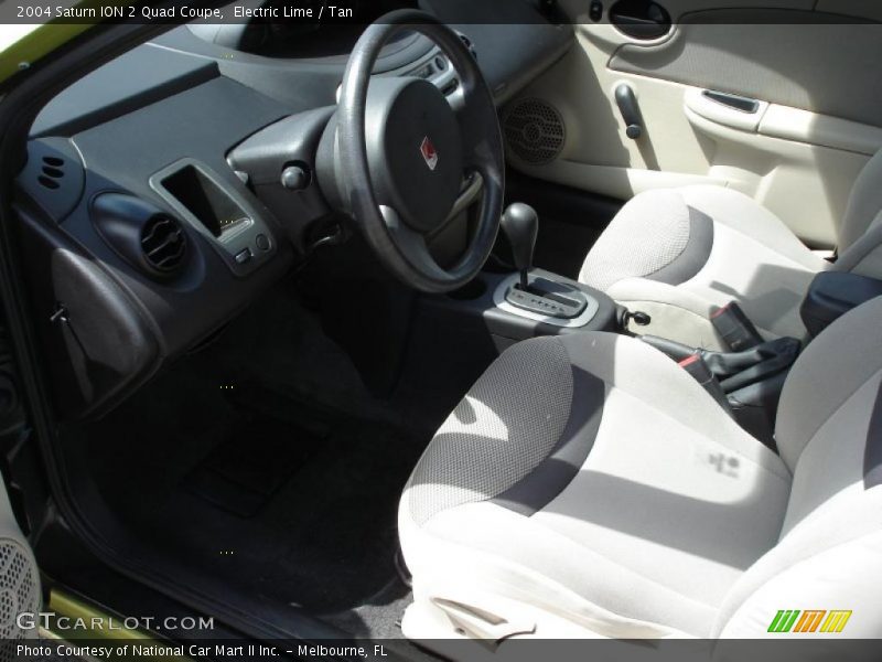 Electric Lime / Tan 2004 Saturn ION 2 Quad Coupe