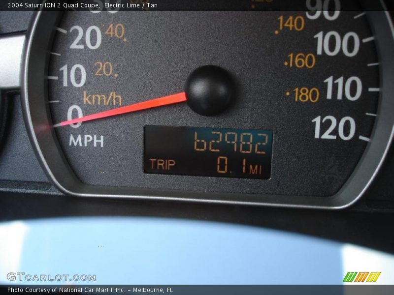 Electric Lime / Tan 2004 Saturn ION 2 Quad Coupe