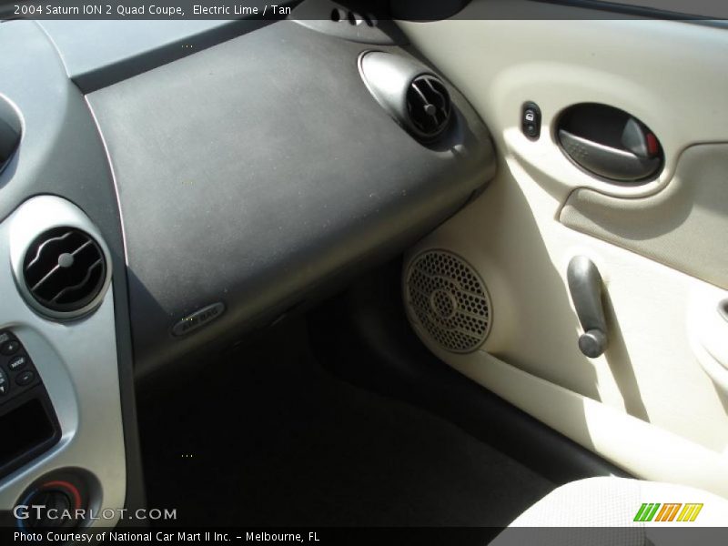 Electric Lime / Tan 2004 Saturn ION 2 Quad Coupe