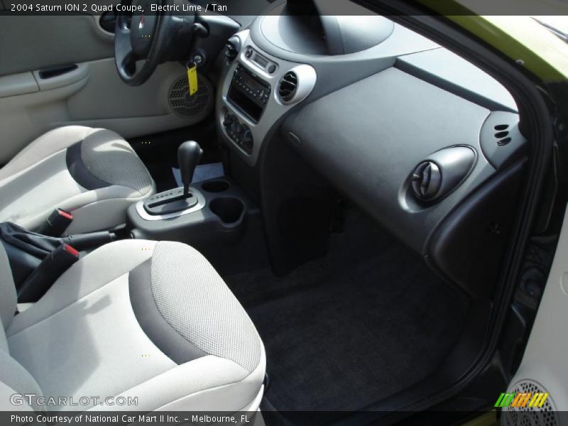 Electric Lime / Tan 2004 Saturn ION 2 Quad Coupe