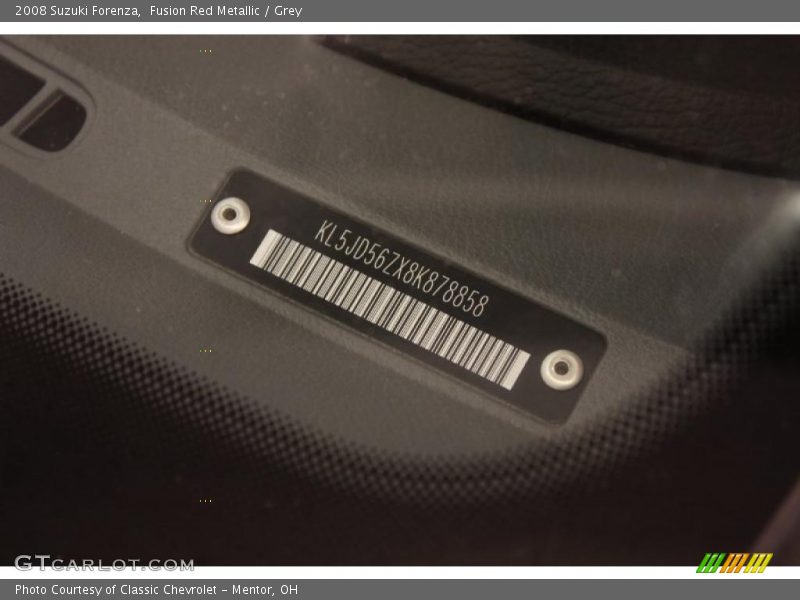 Fusion Red Metallic / Grey 2008 Suzuki Forenza