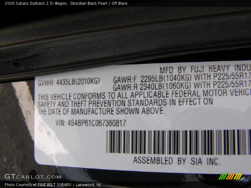 Obsidian Black Pearl / Off Black 2006 Subaru Outback 2.5i Wagon