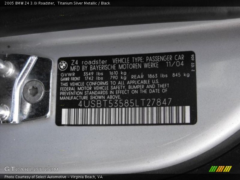 Titanium Silver Metallic / Black 2005 BMW Z4 3.0i Roadster
