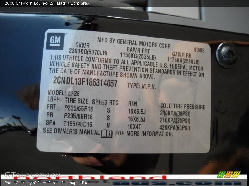 Black / Light Gray 2008 Chevrolet Equinox LS