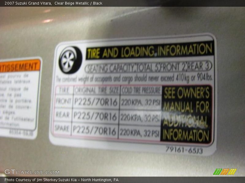 Clear Beige Metallic / Black 2007 Suzuki Grand Vitara