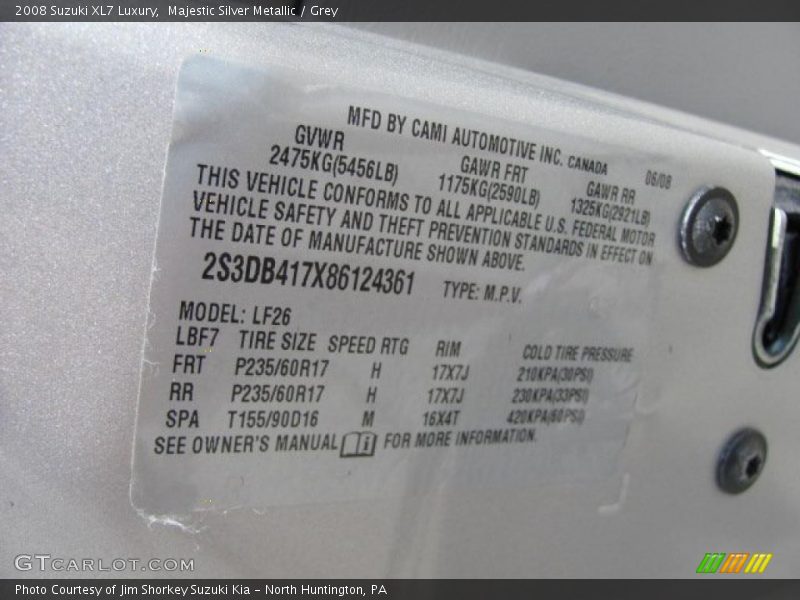 Majestic Silver Metallic / Grey 2008 Suzuki XL7 Luxury