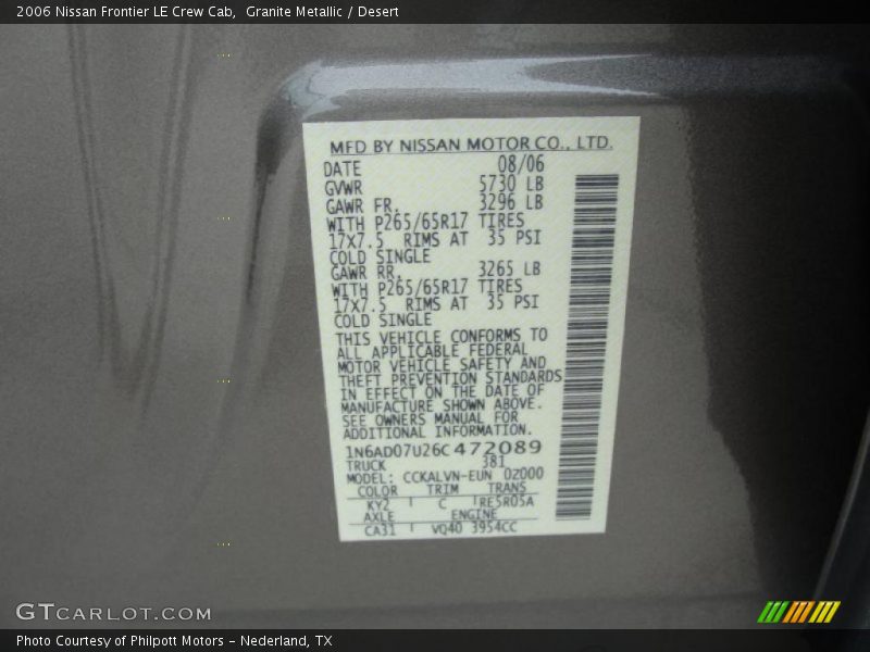 Granite Metallic / Desert 2006 Nissan Frontier LE Crew Cab