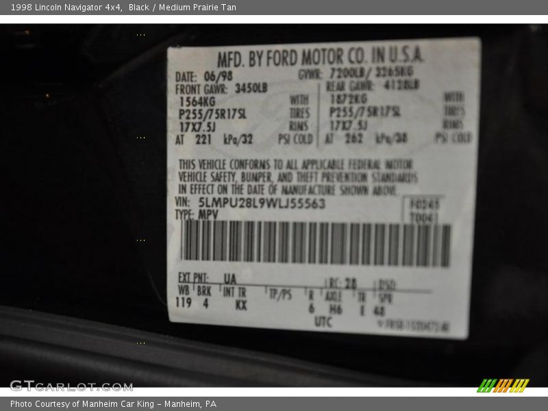 Black / Medium Prairie Tan 1998 Lincoln Navigator 4x4