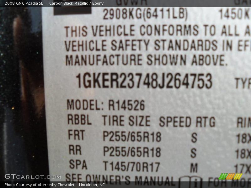 Carbon Black Metallic / Ebony 2008 GMC Acadia SLT
