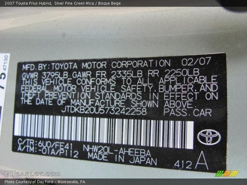 Silver Pine Green Mica / Bisque Beige 2007 Toyota Prius Hybrid