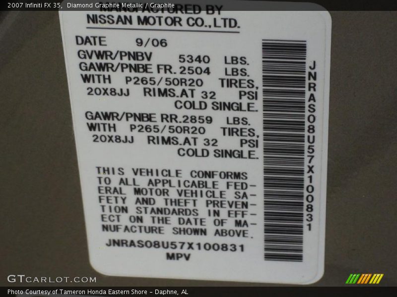 Diamond Graphite Metallic / Graphite 2007 Infiniti FX 35