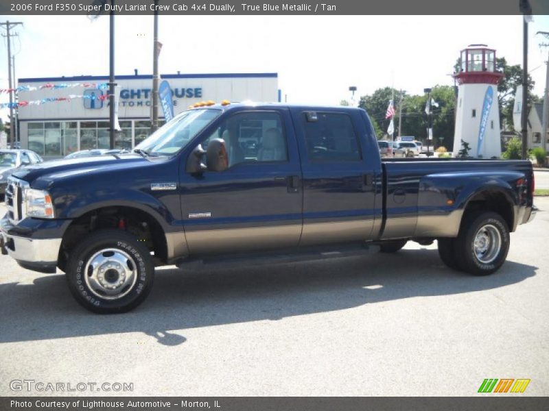 True Blue Metallic / Tan 2006 Ford F350 Super Duty Lariat Crew Cab 4x4 Dually