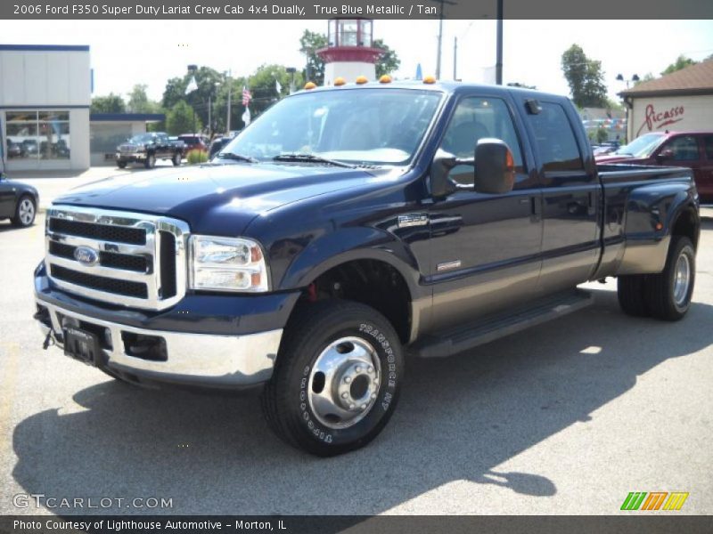 True Blue Metallic / Tan 2006 Ford F350 Super Duty Lariat Crew Cab 4x4 Dually
