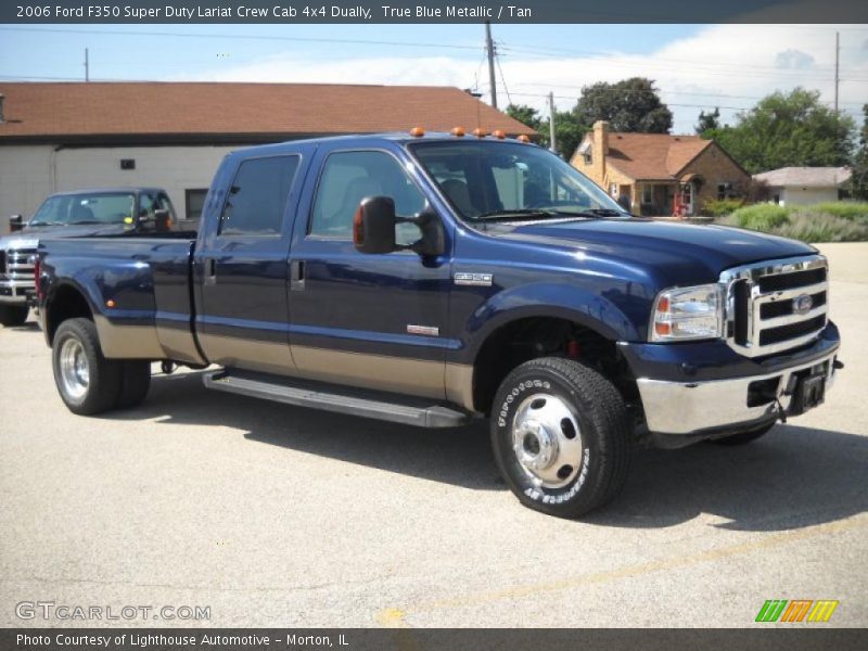 True Blue Metallic / Tan 2006 Ford F350 Super Duty Lariat Crew Cab 4x4 Dually