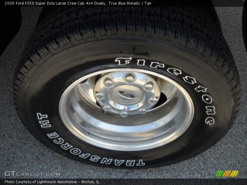 True Blue Metallic / Tan 2006 Ford F350 Super Duty Lariat Crew Cab 4x4 Dually