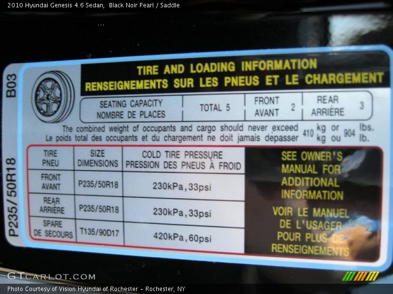 Black Noir Pearl / Saddle 2010 Hyundai Genesis 4.6 Sedan