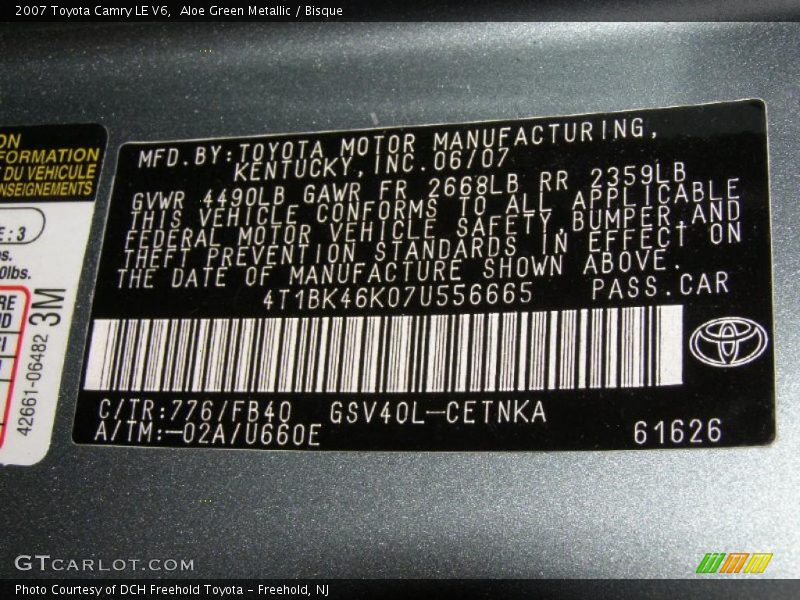Aloe Green Metallic / Bisque 2007 Toyota Camry LE V6