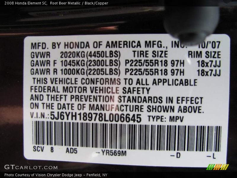 Root Beer Metallic / Black/Copper 2008 Honda Element SC