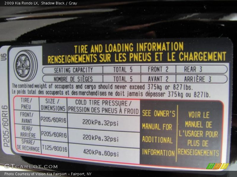 Shadow Black / Gray 2009 Kia Rondo LX