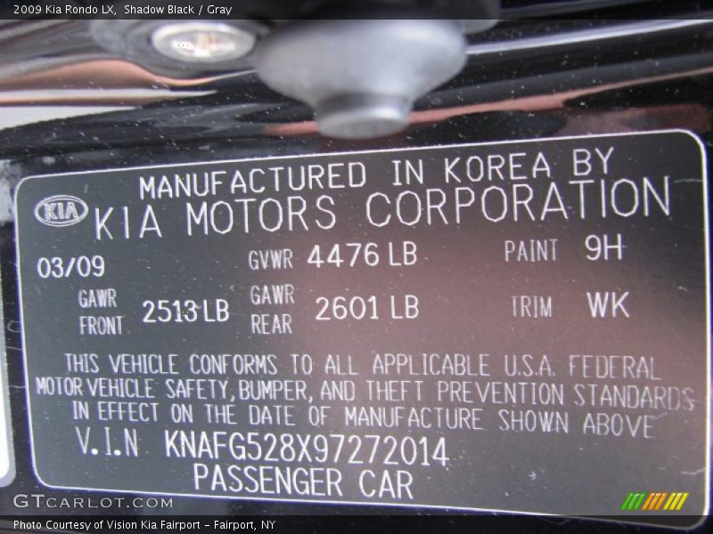 Shadow Black / Gray 2009 Kia Rondo LX