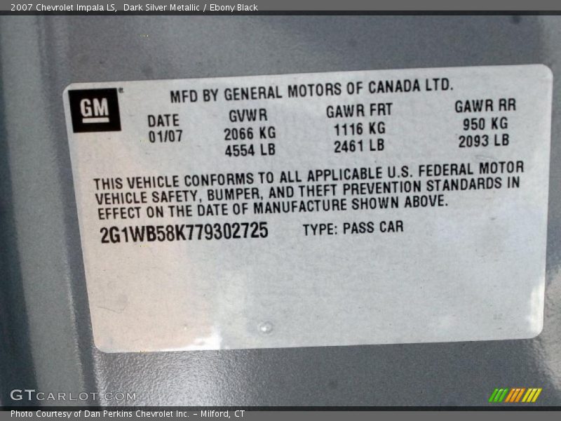 Dark Silver Metallic / Ebony Black 2007 Chevrolet Impala LS