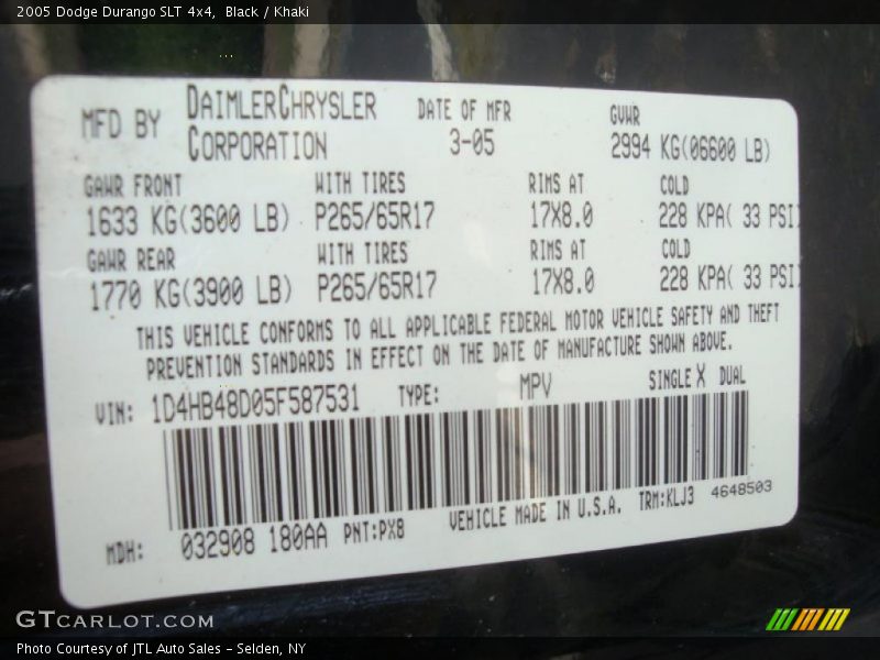Black / Khaki 2005 Dodge Durango SLT 4x4