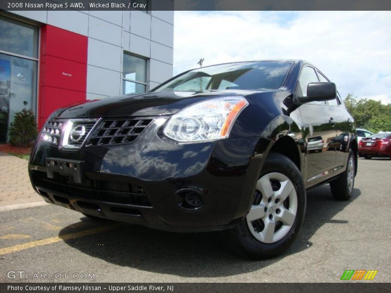Wicked Black / Gray 2008 Nissan Rogue S AWD