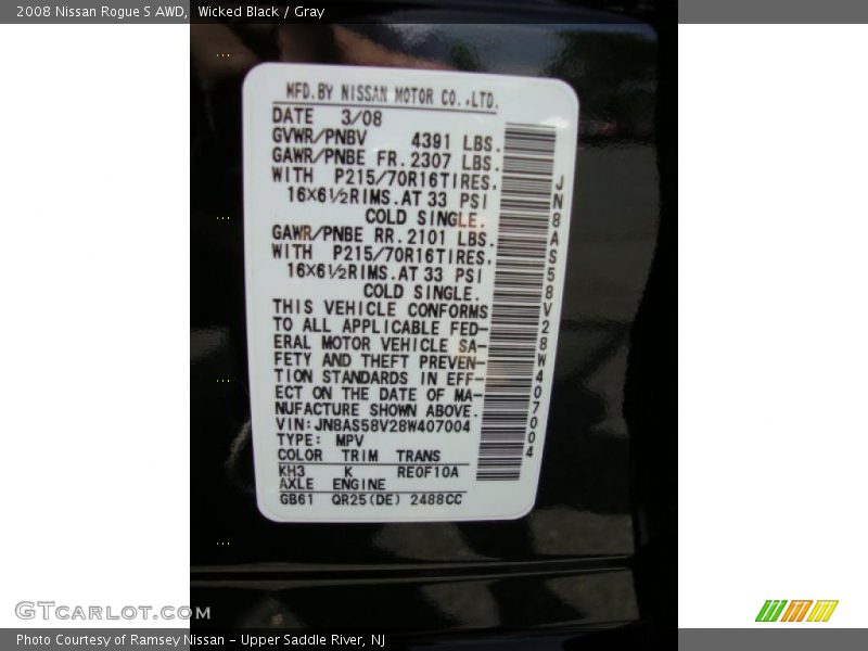 Wicked Black / Gray 2008 Nissan Rogue S AWD