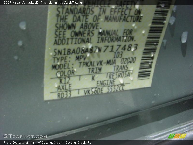 Silver Lightning / Steel/Titanium 2007 Nissan Armada LE