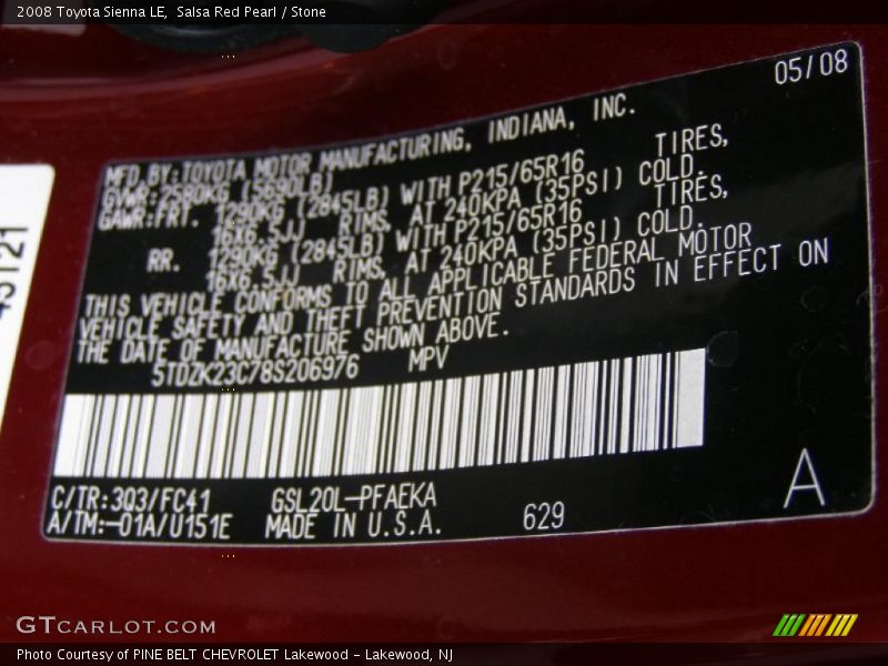 Salsa Red Pearl / Stone 2008 Toyota Sienna LE