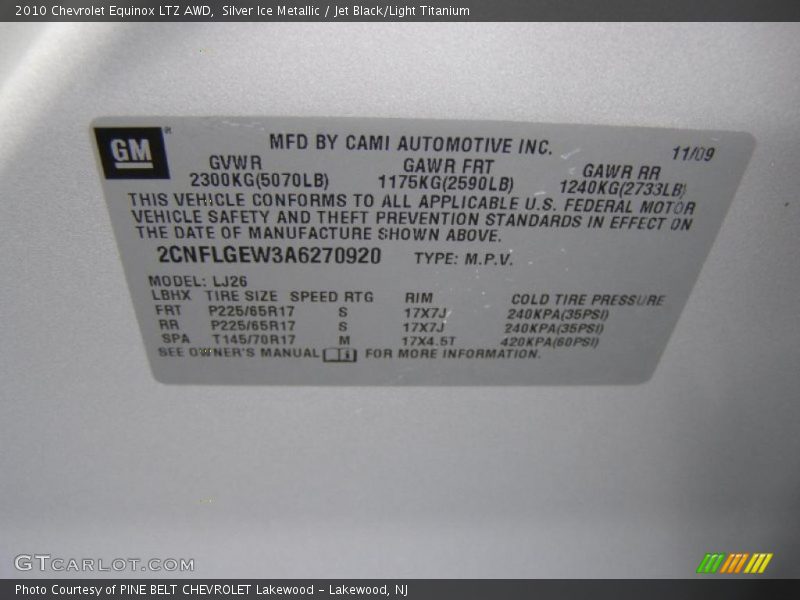 Silver Ice Metallic / Jet Black/Light Titanium 2010 Chevrolet Equinox LTZ AWD