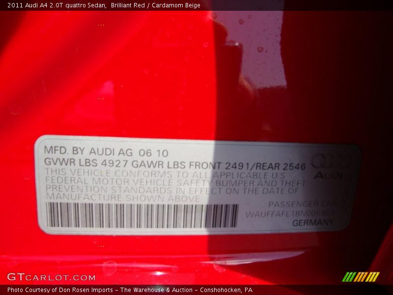 Brilliant Red / Cardamom Beige 2011 Audi A4 2.0T quattro Sedan