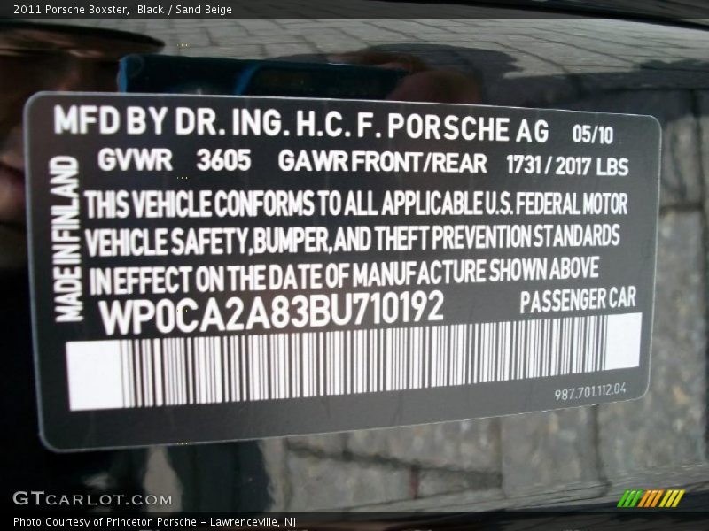 Black / Sand Beige 2011 Porsche Boxster