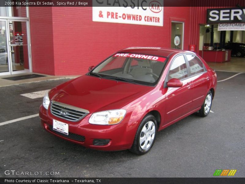 Spicy Red / Beige 2008 Kia Spectra EX Sedan