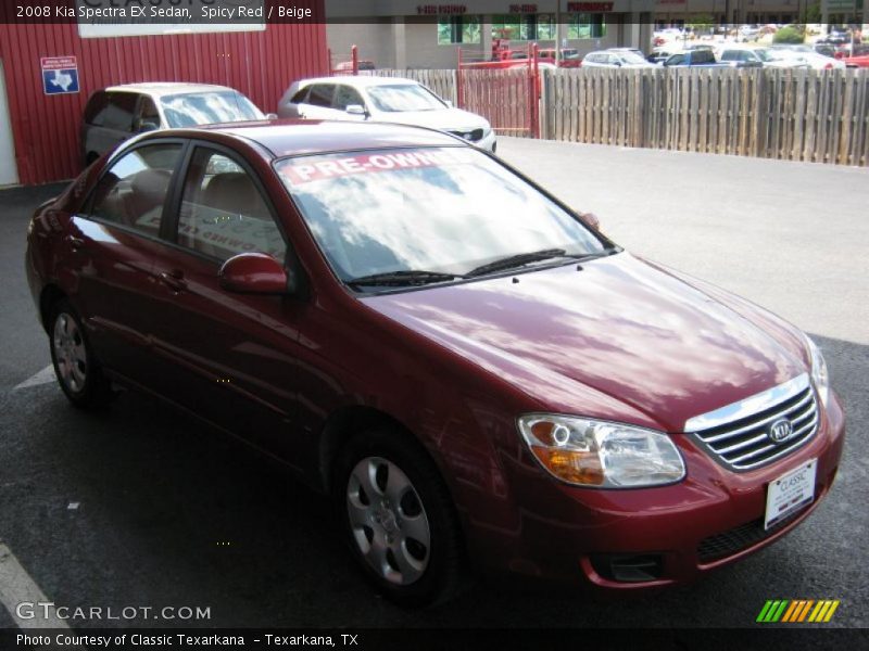 Spicy Red / Beige 2008 Kia Spectra EX Sedan
