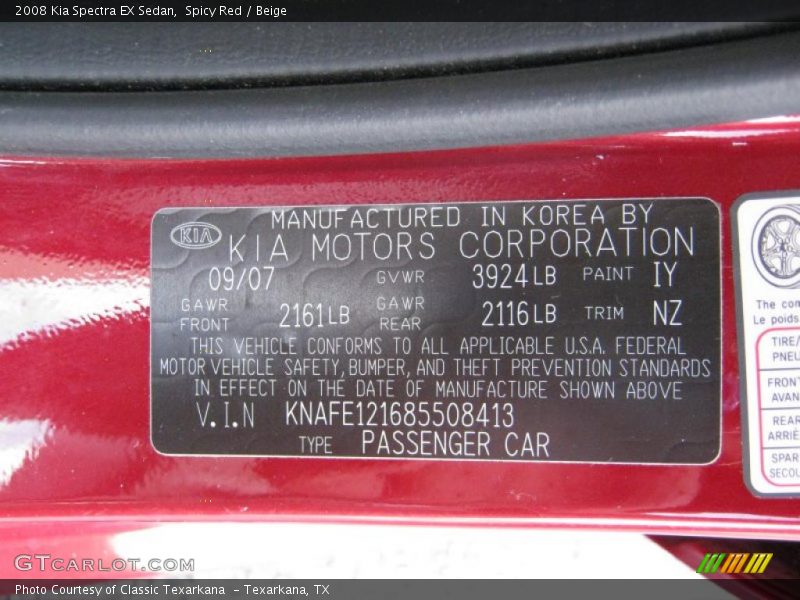Spicy Red / Beige 2008 Kia Spectra EX Sedan