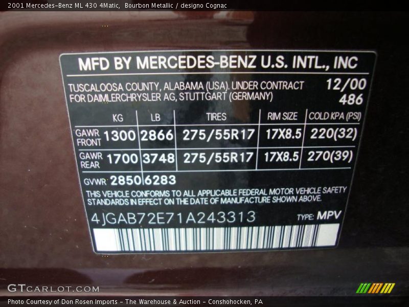 Bourbon Metallic / designo Cognac 2001 Mercedes-Benz ML 430 4Matic