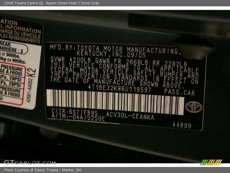 Aspen Green Pearl / Stone Gray 2006 Toyota Camry LE