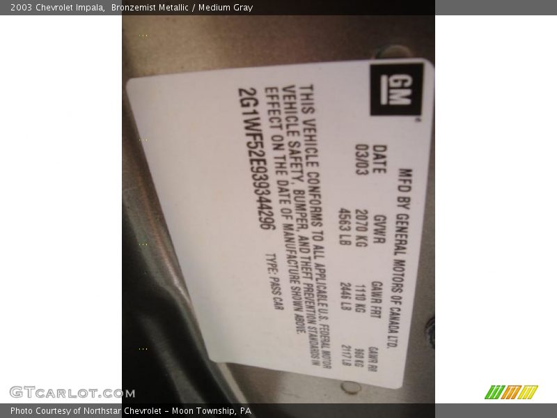 Bronzemist Metallic / Medium Gray 2003 Chevrolet Impala