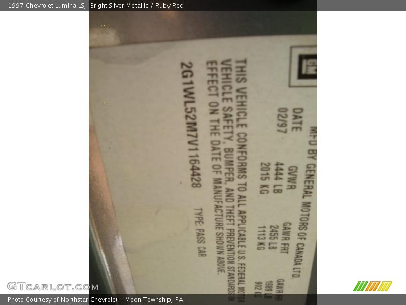 Bright Silver Metallic / Ruby Red 1997 Chevrolet Lumina LS