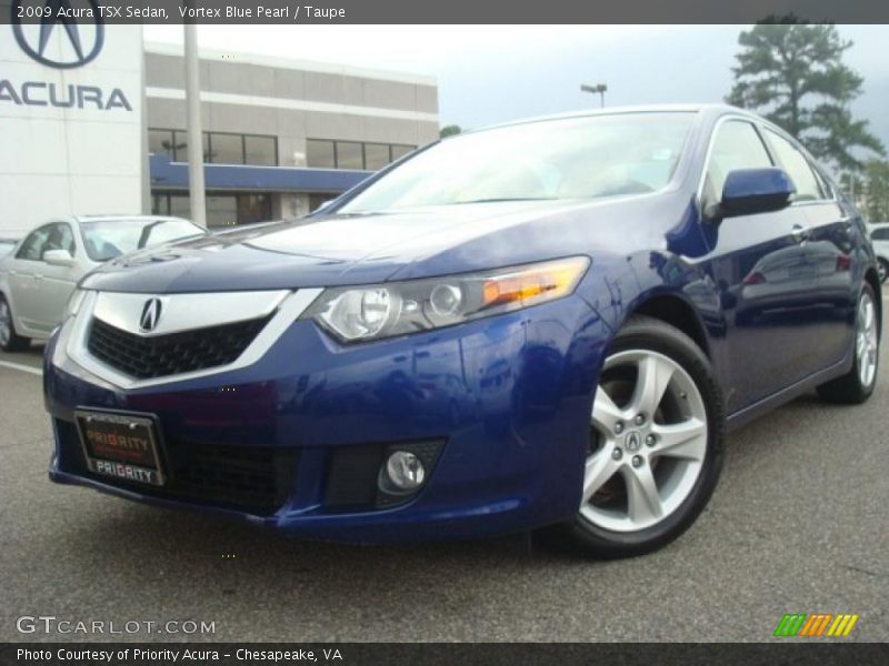 Vortex Blue Pearl / Taupe 2009 Acura TSX Sedan