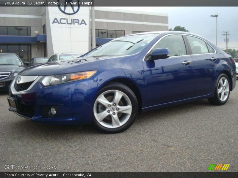 Vortex Blue Pearl / Taupe 2009 Acura TSX Sedan