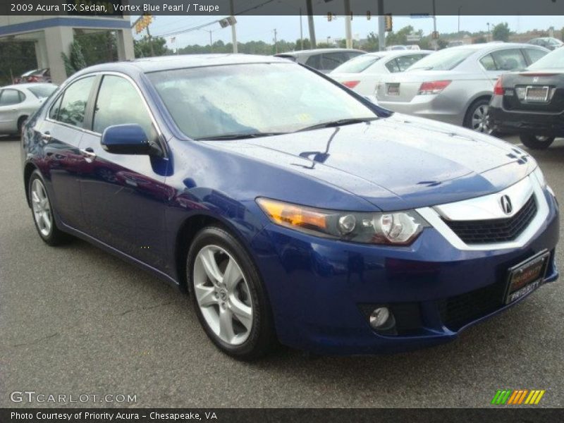 Vortex Blue Pearl / Taupe 2009 Acura TSX Sedan