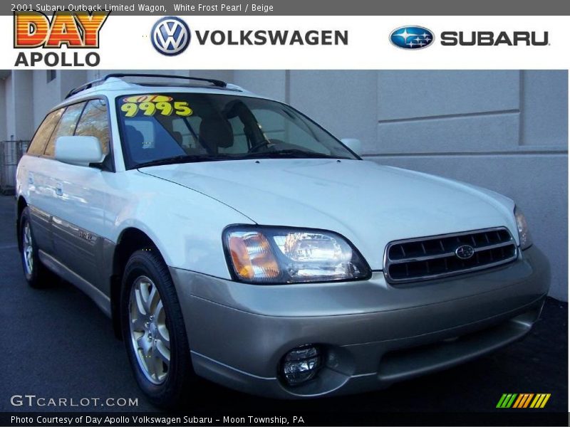 White Frost Pearl / Beige 2001 Subaru Outback Limited Wagon